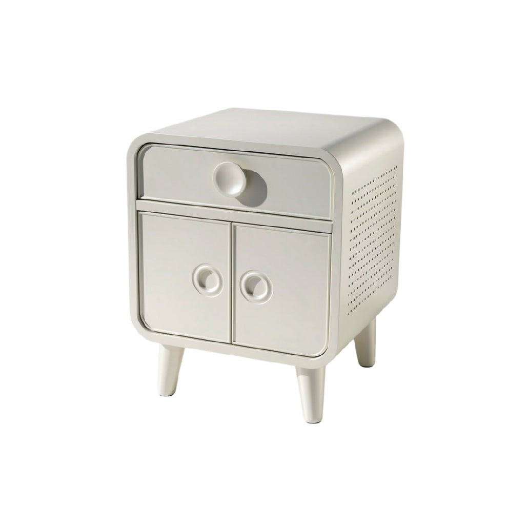 Modern Minimalist Nightstand with Two Drawers and Open Shelf